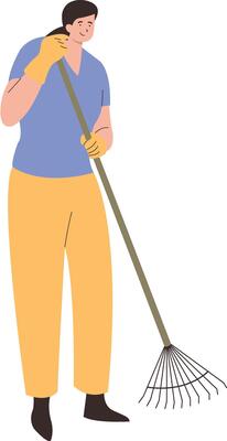 Woman Cleaning Service Holding Iron Garden Broom