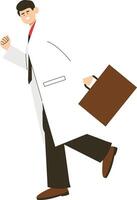 Man Doctor Character Holding Bag vector