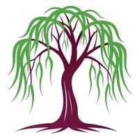 Artistic Willow Tree Design Featuring Delicate Branches and Leaves vector