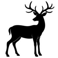 Elegant Deer Silhouette in a Serene Forest Background vector