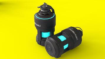 explosive grenade with yellow background photo