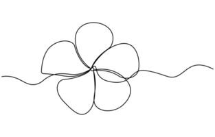 One continuous line drawing of Plumeria flower vector