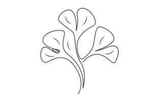Ginkgo Leaf Continuous Line Drawing vector