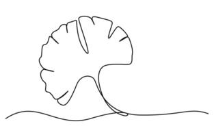 Ginkgo Leaf Continuous Line Drawing vector