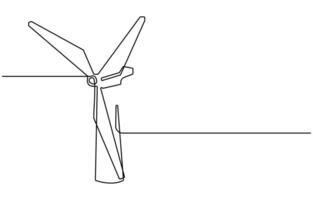 One line drawing illustration of windmill energy vector