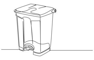 one line drawing trash bin clean environment vector