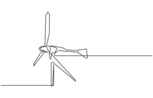 Continuous one line drawing of wind turbine vector