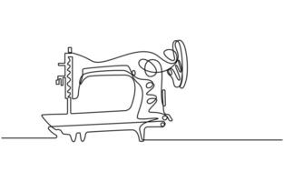 Sewing machine continuous one line drawing vector