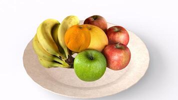 fruits in plate with white background photo