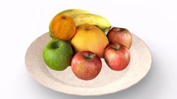 fruits in plate with white background photo