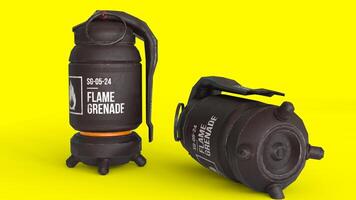 explosive grenade with yellow background photo