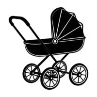 baby carriage icon in black and white on a white background vector