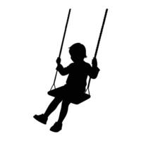 a silhouette of a child on a swing vector