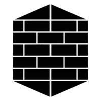 a black and white brick wall with a hexagon in the middle vector
