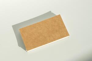 Blank Kraft Paper Cards on White Background photo