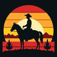 a cowboy on his horse with the colorful. vector