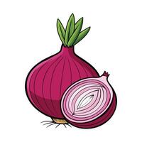 an onion is shown with a green leaf on it vector