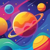 an illustration of planets and planets in space vector