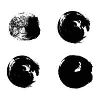 Ink grunge brush shape set design. Isolated on transparent vector
