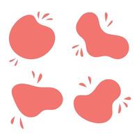 Liquid blob shape red color, illustration set. Isolated elements on white background vector