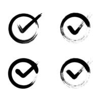 Check mark brush stroke ink set for graphic design. isolated vector