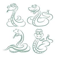 set 3 of funny snakes symbol of the year 2025 vector