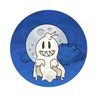 ghost with full moon vector