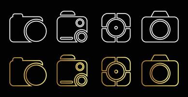 Camera icon collection in monochrome and gold vector