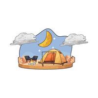 campfire near the tent illustration vector