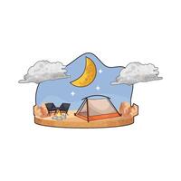 camping with crescent moon vector
