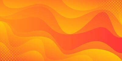 Orange smooth liquid wave background with halftones vector
