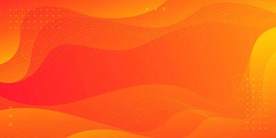 Orange liquid waves background with geometric shapes vector