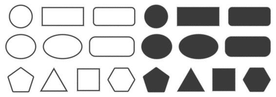 Stamps frames icon shape set collection. Stamp grunge ink rubber labels sign collection. Isolated on white background. Black round and square stamp border pack. vector
