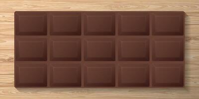 Chocolate bar on cut timber panels whitewashed texture background graphic illustration. vector