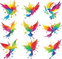 Paint splatter in the shape of a flying bird . vector