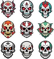 skull tattoo icon sets with white background. vector
