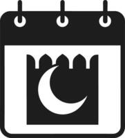 Islamic Calendar Icon with Crescent Moon Silhouette Illustration vector