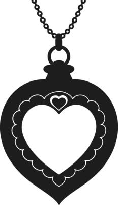 Heart-Shaped Pendant with Scalloped Border Illustration for Valentine's Day