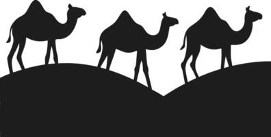 Silhouette of Camel Caravan - Desert Journey Illustration vector