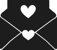 Romantic Open Envelope with Double Heart Silhouette for Valentine's Day vector