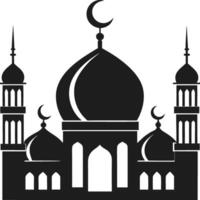 Elegant Silhouette of a Mosque with Crescent Moons and Minarets vector