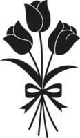Silhouette of a Tulip Bouquet with Ribbon - Illustration vector
