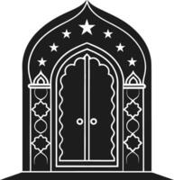Intricate Silhouette of Ornate Arched Doorway with Stars vector