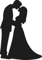 Bride and Groom Silhouette in a Romantic Pose Illustration vector