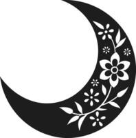 Floral Crescent Moon with Intricate Design Illustration vector