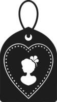 Vintage Silhouette Tag with Heart and Woman's Profile - Elegant Illustration vector