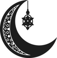Decorative Crescent Moon with Hanging Lantern Illustration vector