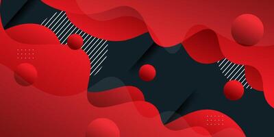 Bright red abstract background with simple wavy shapes and circles. Fresh and colorful red design. Popular and modern with 3d shadow concept. vector
