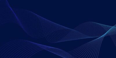 Abstract shining wave lines on dark blue background. Dynamic wave pattern. Modern flowing wavy lines. Futuristic technology concept. Suitable for banner, poster, cover, brochure, flyer, website vector