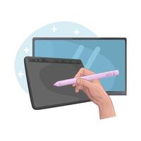 drawing on a tablet illustration vector